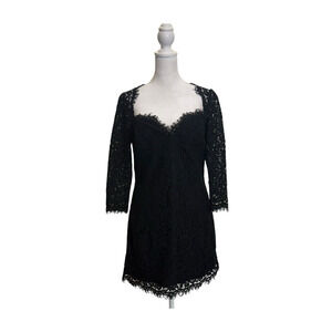 Bardot Dress Womens Large Black Sheer Lace Goth Whimsigoth Boho‎ Witchy Fairy